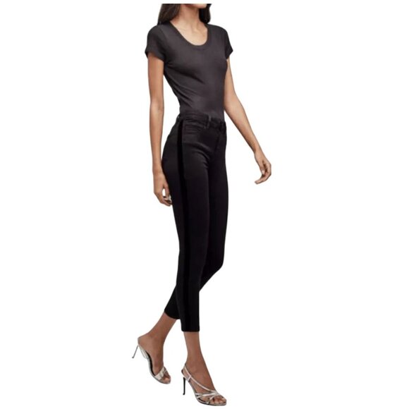 L'Agence Margot Velvet Stripe Black Noir High Rise Skinny Fit - Size 28 - Picture 1 of 12